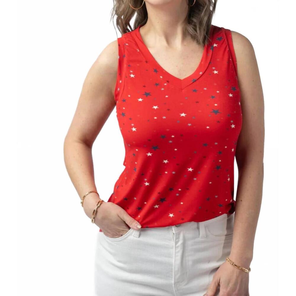 NEW MICHELLE MAE liberty stars tank top in red